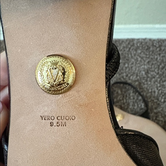 Veronica Beard Black Slingback Cap Toe Leather Mesh Heels Size 9.5 - Picture 6 of 7